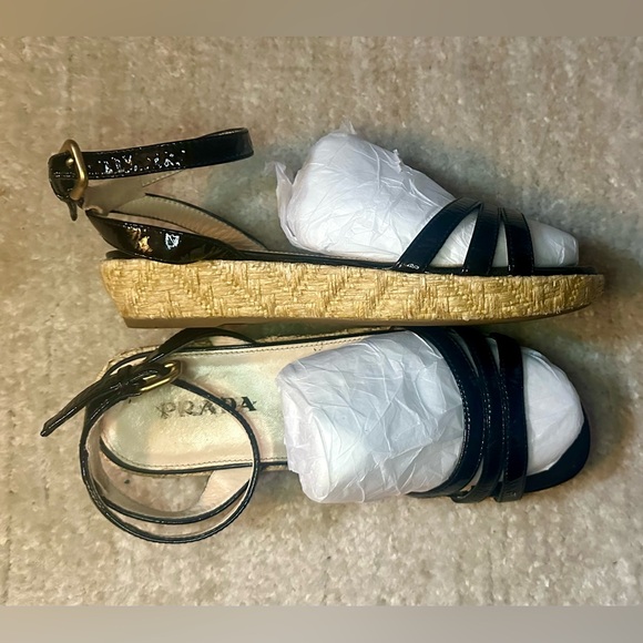 Prada Half Gladiator Black Patent Leather Sandals - Picture 4 of 8